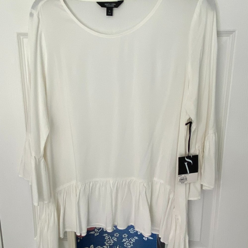 Vera Wang Boho Blouse, cream, Medium, NWT